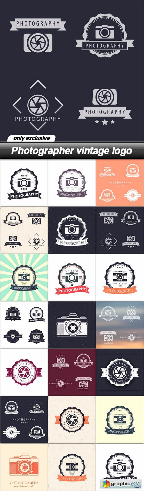 Photographer vintage logo - 20 EPS