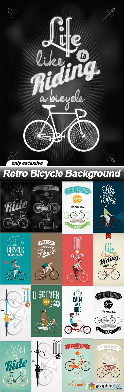 Retro Bicycle Background - 17 EPS