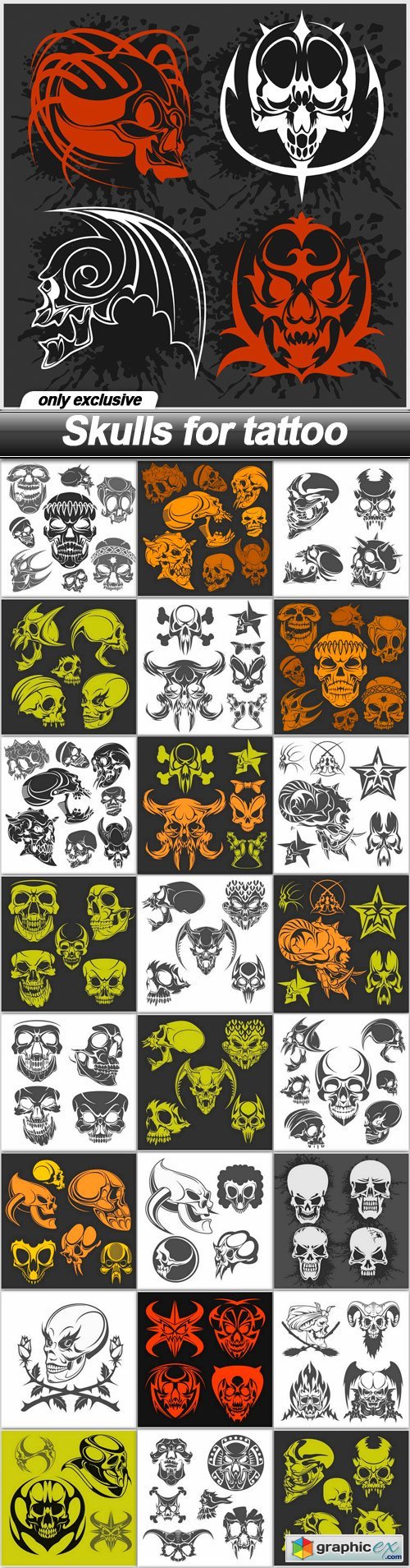 Skulls for tattoo - 50 EPS