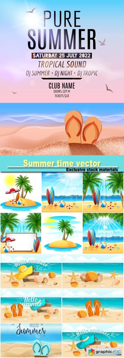 Summer time, marine leisure, backgrounds vector