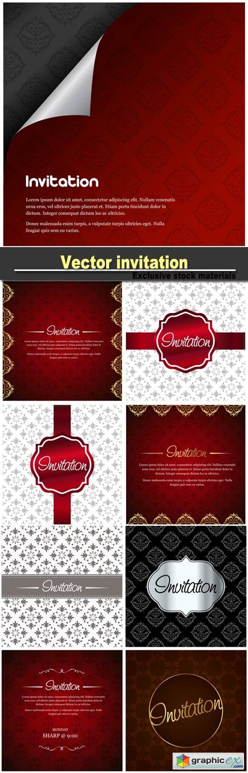 Vector invitation with floral designs