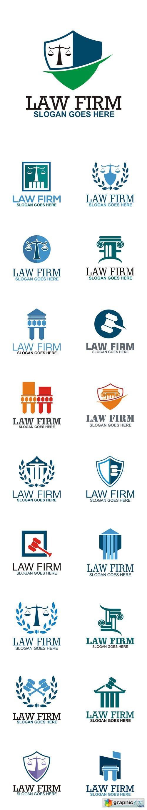 Logo Law Firm Building and Justice Icon