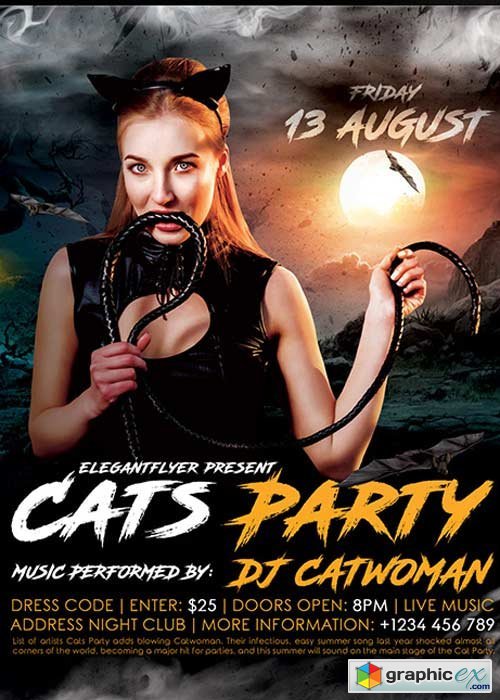 Cats Party V1 Flyer PSD Template + Facebook Cover
