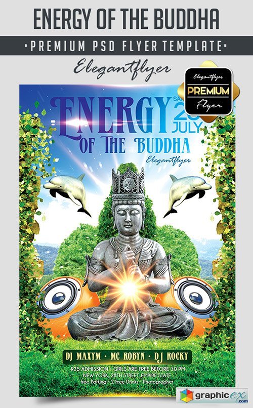 Energy Of The Buddha  Flyer PSD Template + Facebook Cover