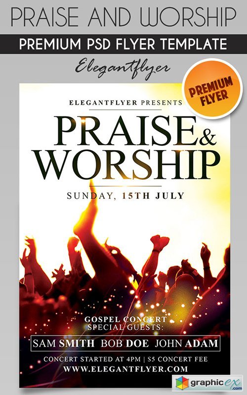 Praise And Worship  Flyer PSD Template + Facebook Cover