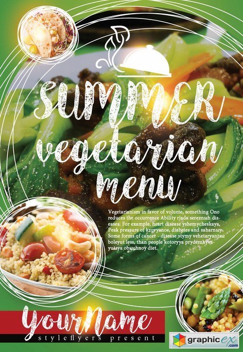 Summer Vegeterian Menu PSD Flyer Template + Facebook Cover