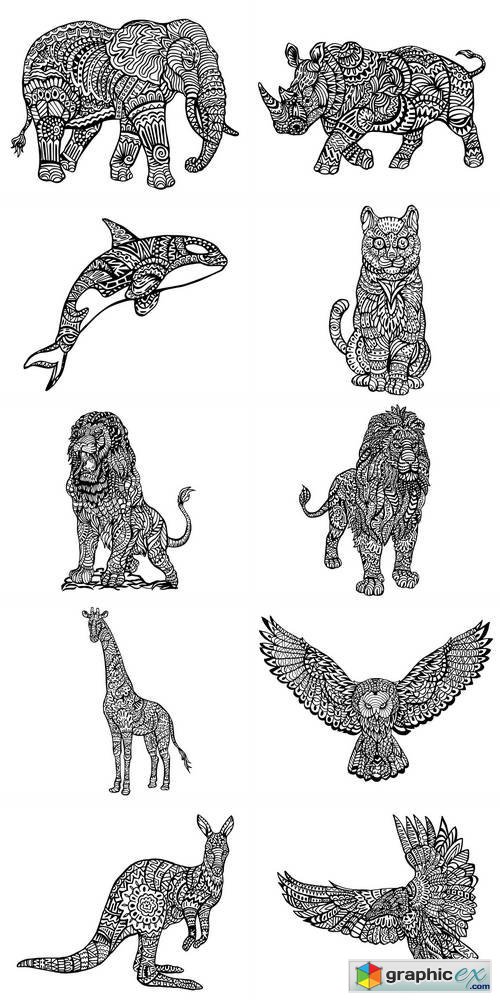 Ethnic Animal Doodle Detail Pattern