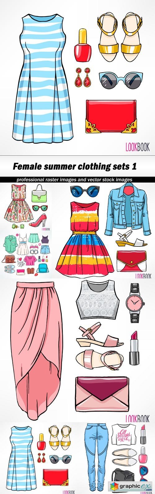 Female summer clothing sets 1 - 6 EPS
