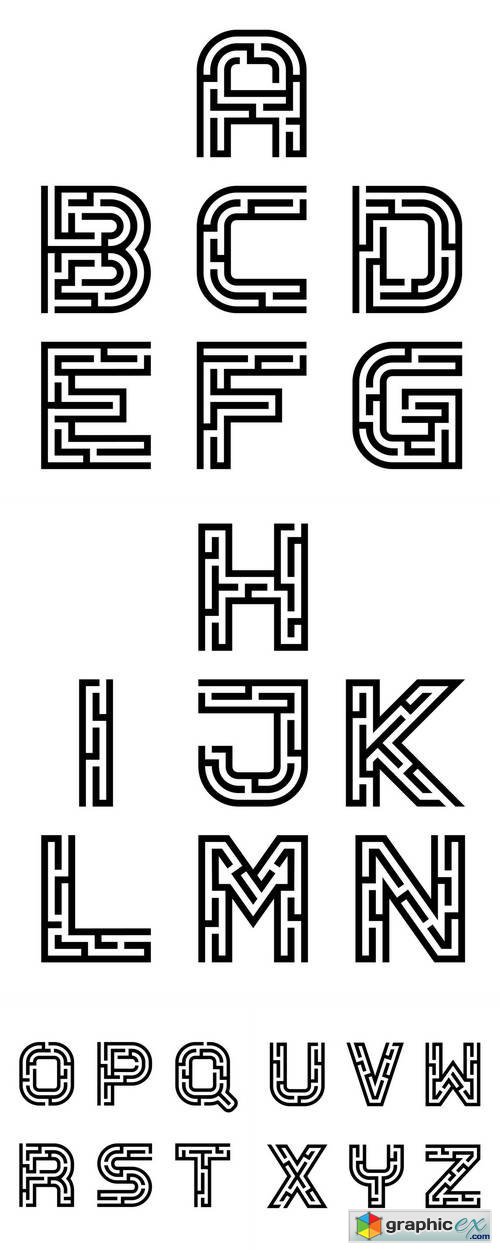 Real Maze Alphabet Font Letters
