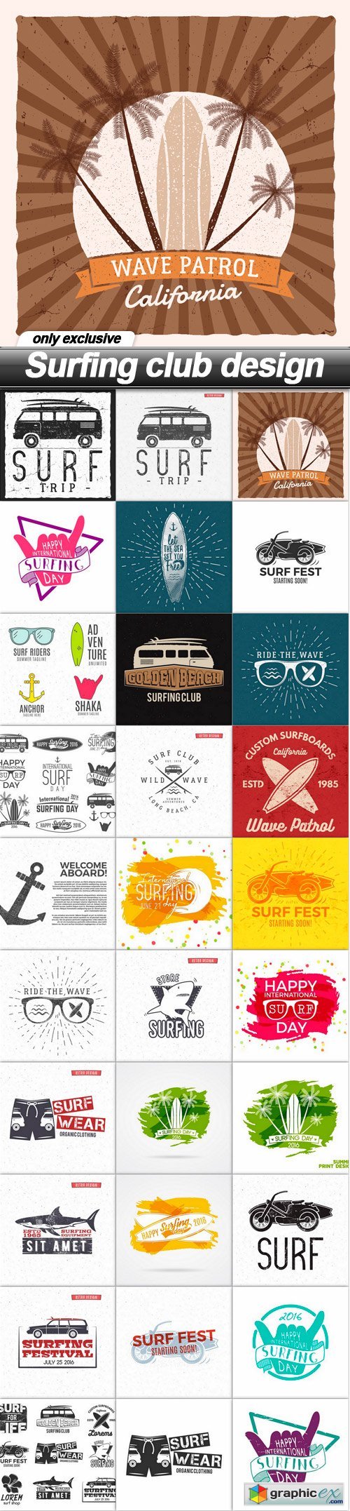 Surfing club design - 30 EPS