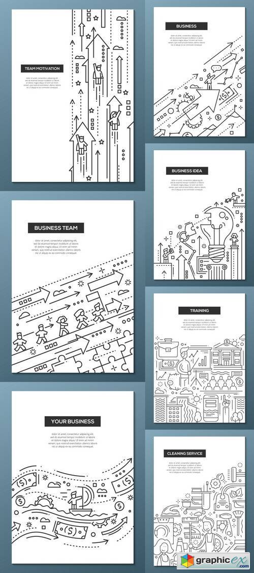 Business Team - Line Design Brochure Poster Template A4