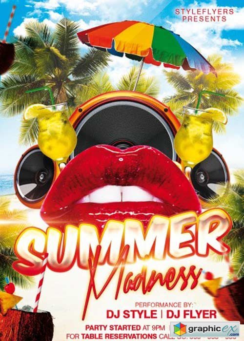 Summer Madness Party PSD Flyer Template