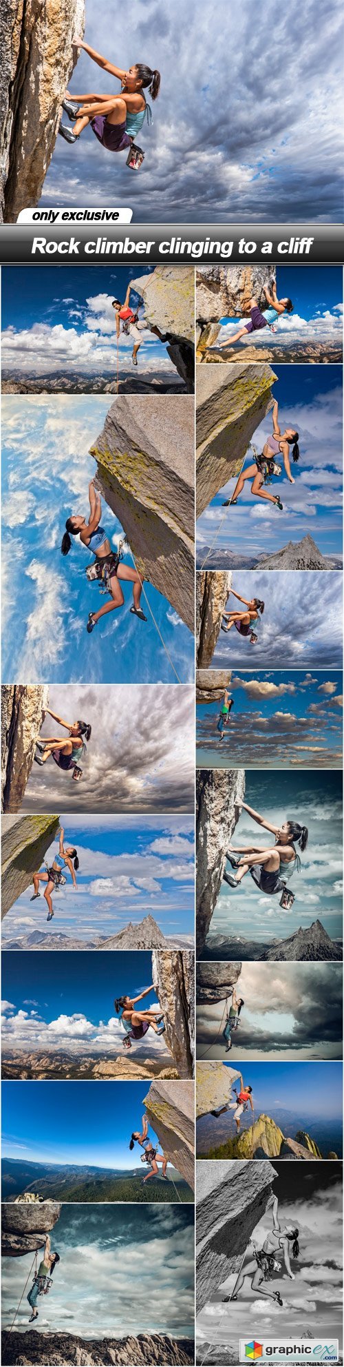 Rock climber clinging to a cliff - 44 UHQ JPEG