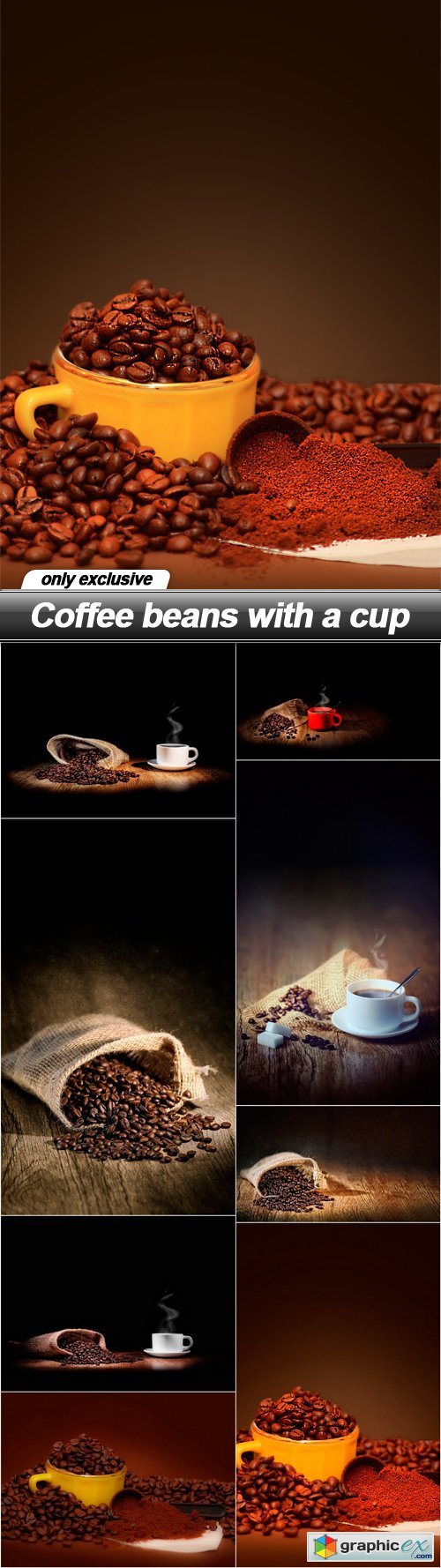 Coffee beans with a cup - 8 UHQ JPEG
