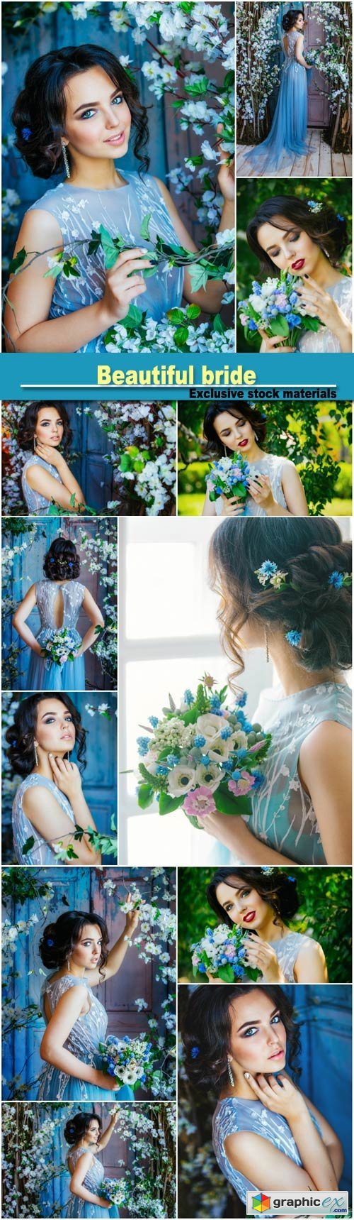 Beautiful bride, girl with flowers