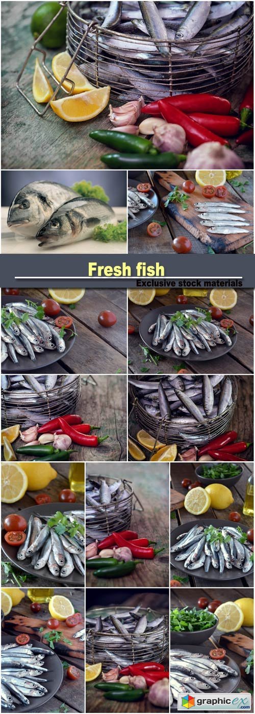 Fresh fish, tomato and lemon