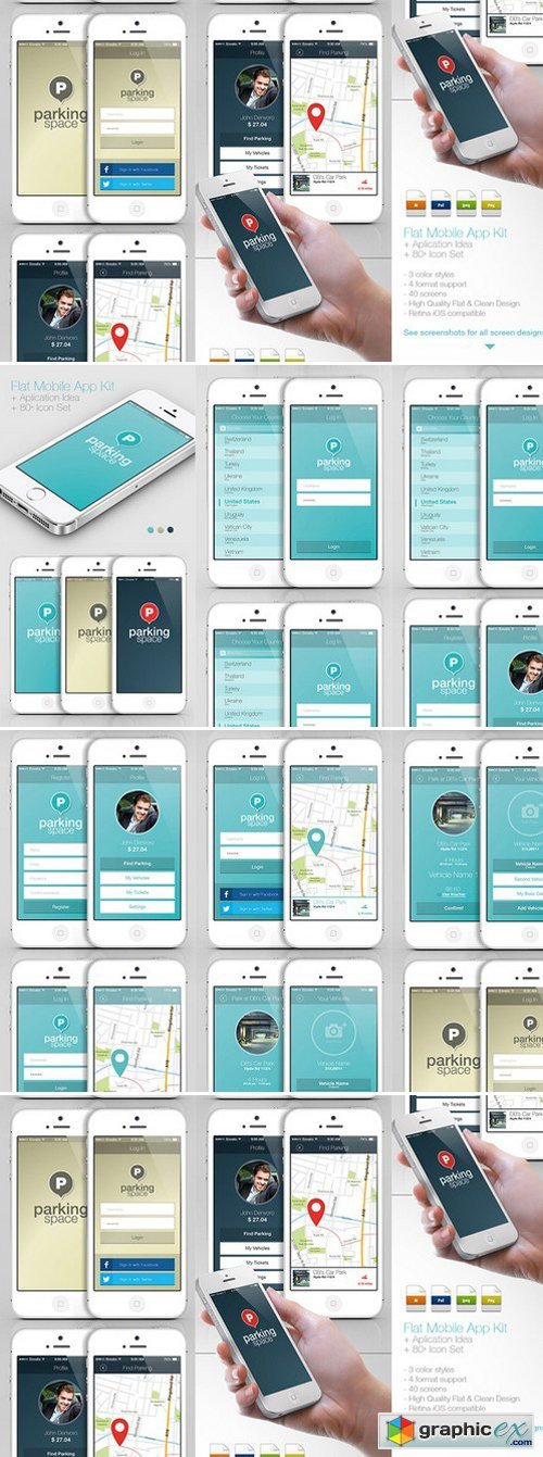 Flat Mobile App Kit | App Idea 