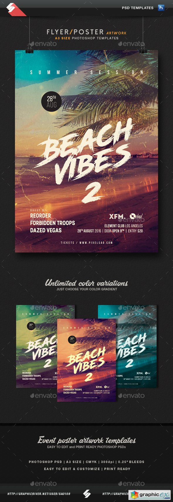 Beach Vibes 2 - Summer Party Flyer / Poster Template A3