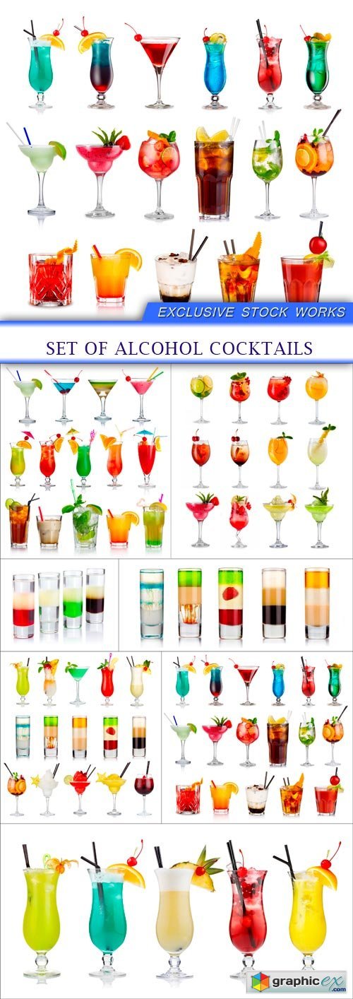 Set of alcohol cocktails 7X JPEG
