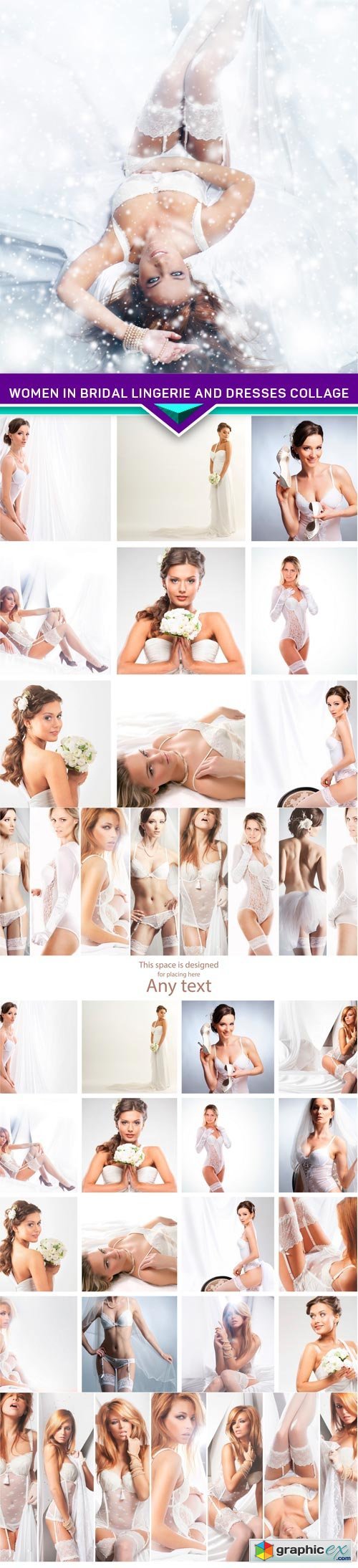 Women in bridal lingerie and dresses collage 5X JPEG