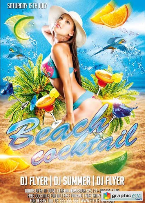 Beach Cocktail PSD Flyer Template