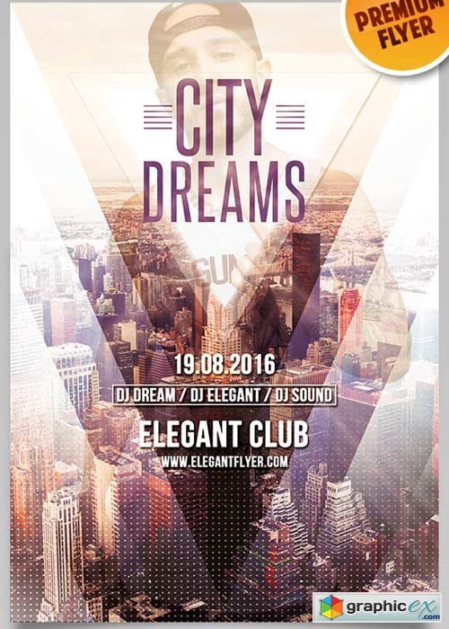 City Dreams Flyer PSD Template + Facebook Cover