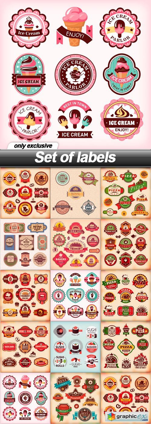 Set of labels 3 - 14 EPS