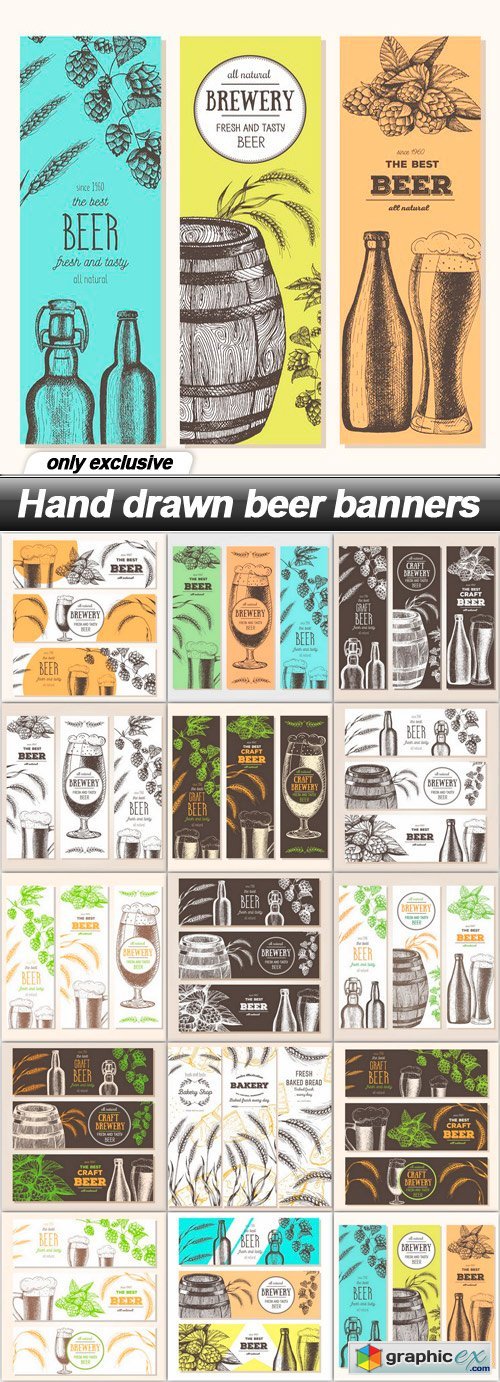 Hand drawn beer banners - 15 EPS