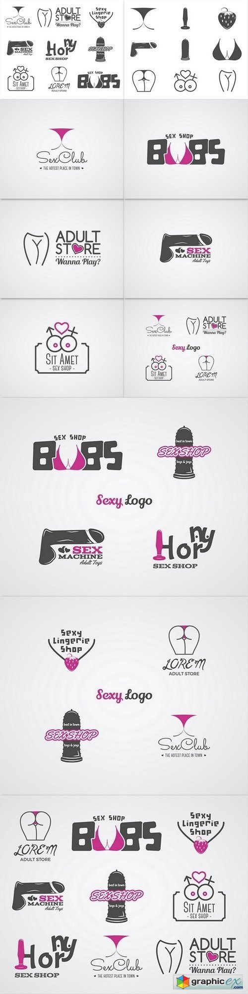 Cute Sex shop logo and badge design template
