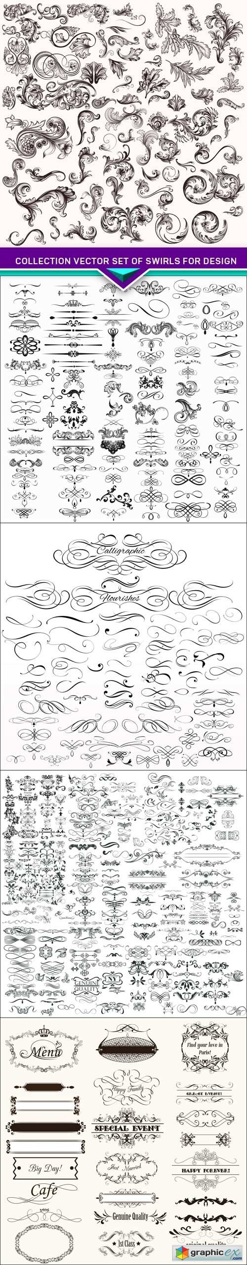 Collection vector set of swirls for design 5X EPS