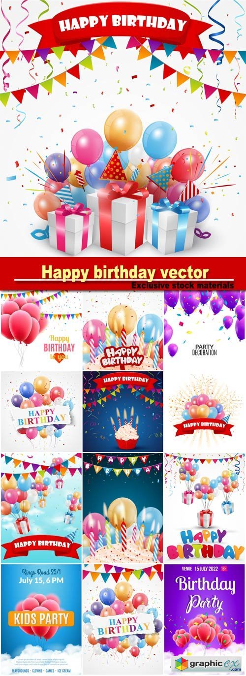 Happy birthday, vector posters