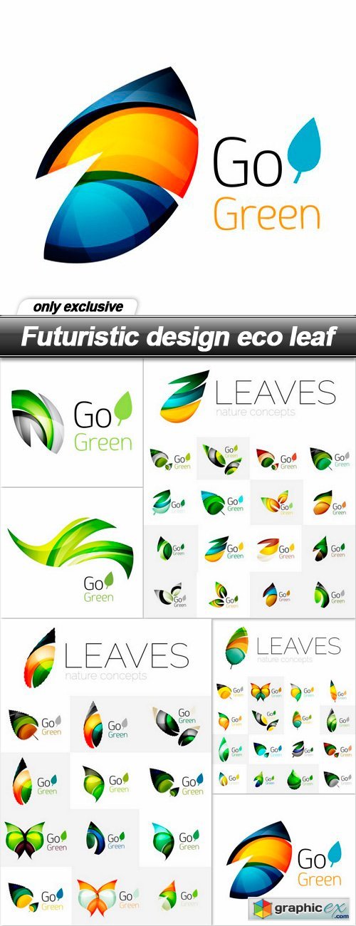 Futuristic design eco leaf - 6 EPS