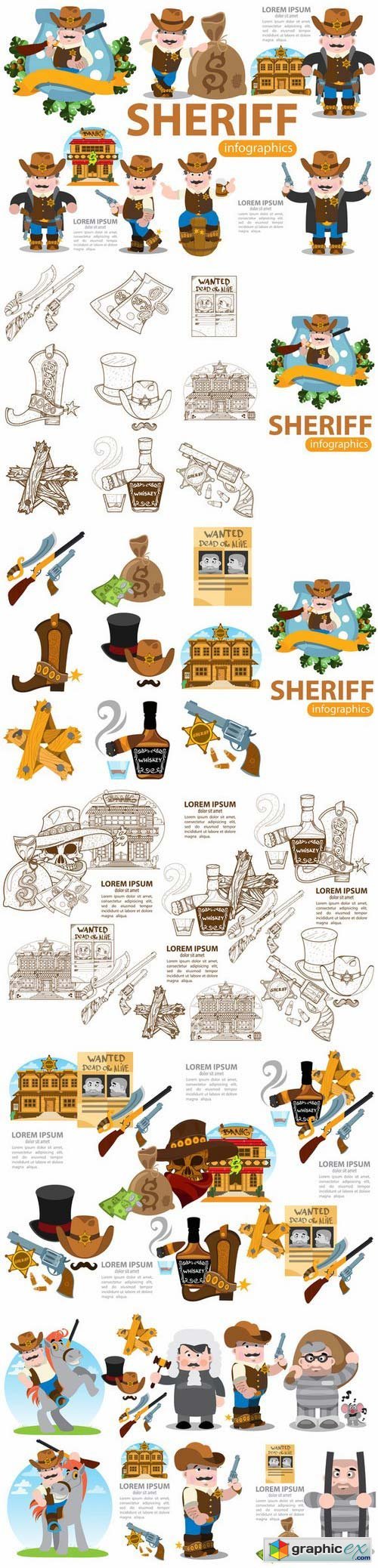 Sheriff. Wild West infographics set.