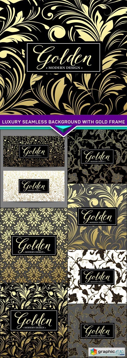 Luxury seamless background with gold frame 8X EPS