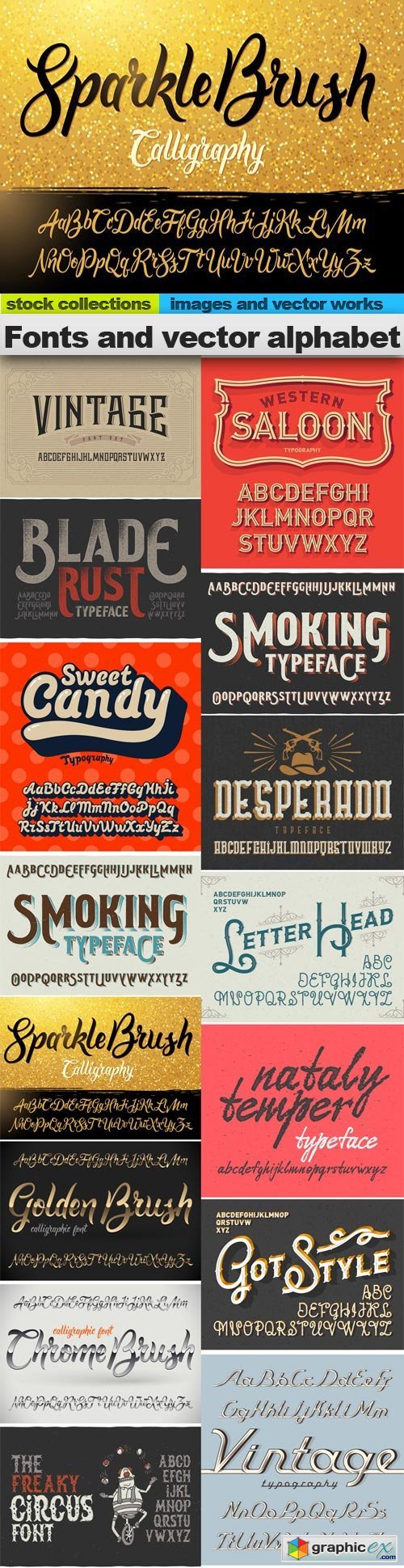 Fonts and vector alphabet,  15 x EPS