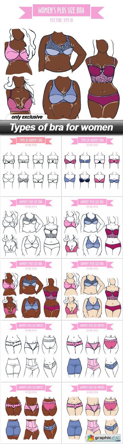 Types of bra for women - 10 EPS