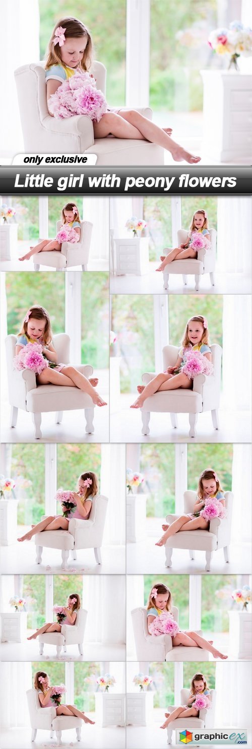 Little girl with peony flowers - 10 UHQ JPEG