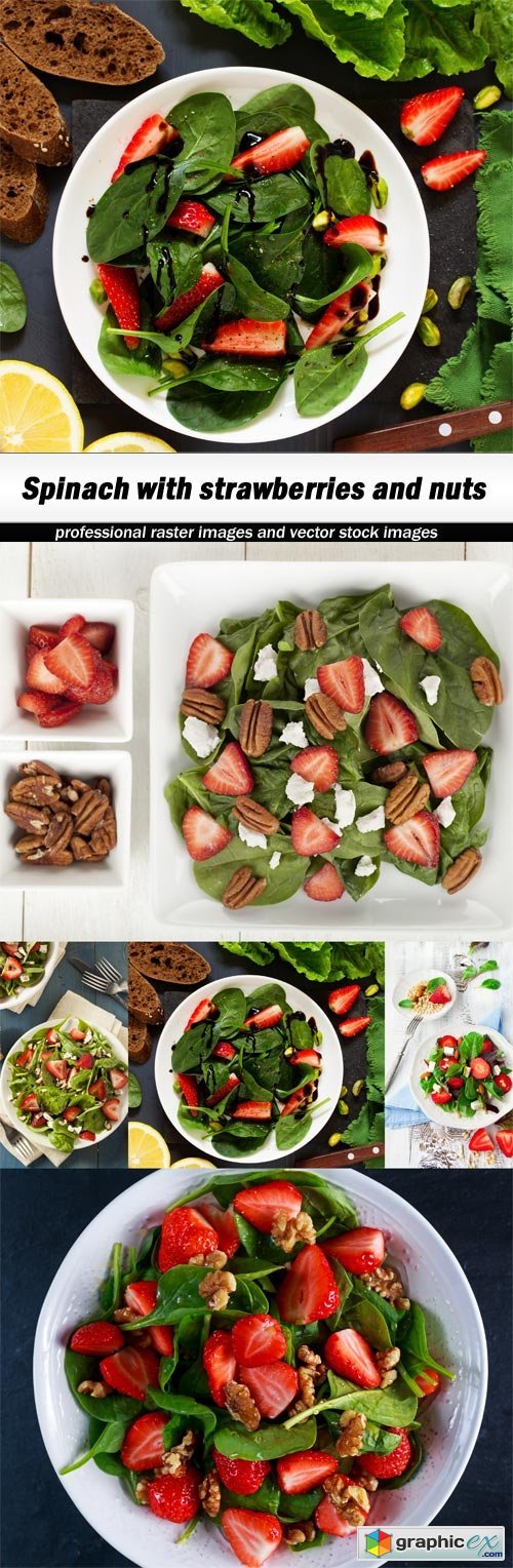 Spinach with strawberries and nuts - 5 UHQ JPEG