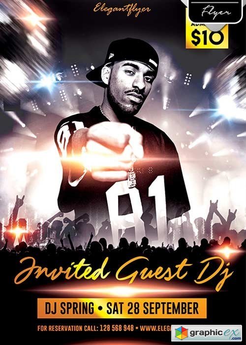 Invited Guest Dj Flyer PSD Template + Facebook Cover