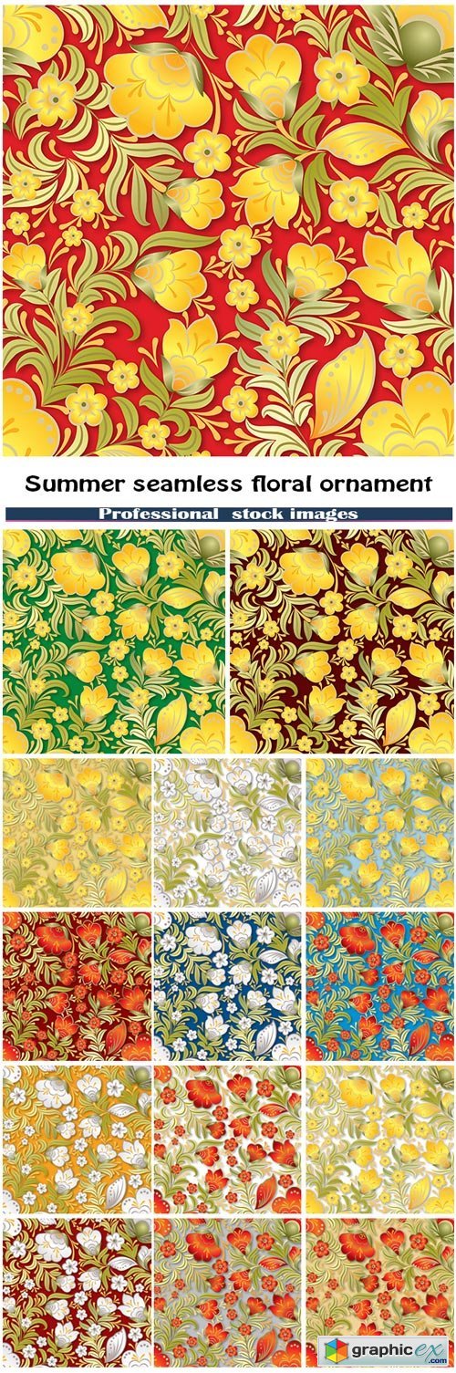 Abstract summer seamless floral ornament