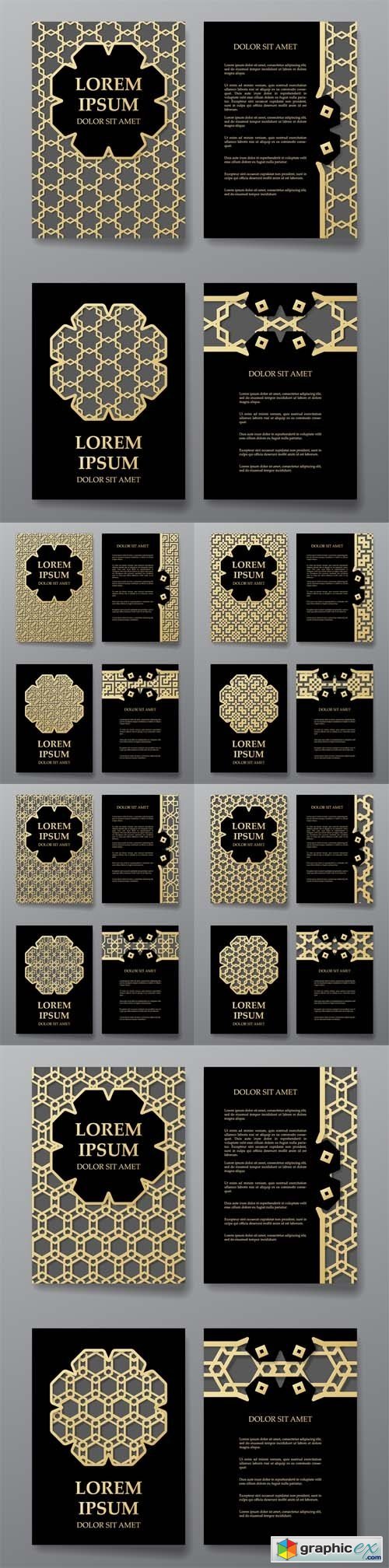 Cover brochure gold design. Arabic traditional decorative elements
