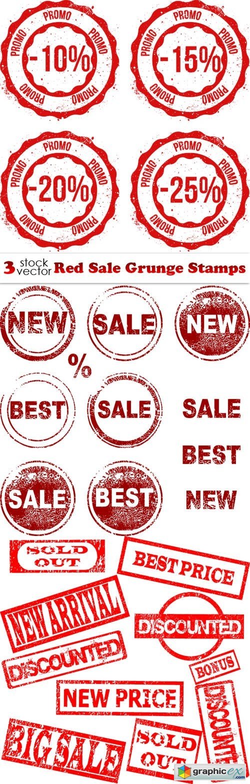 Red Sale Grunge Stamps