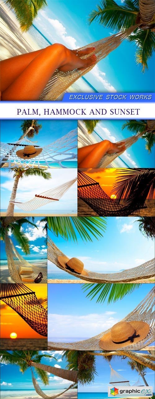palm, hammock and sunset 10X JPEG