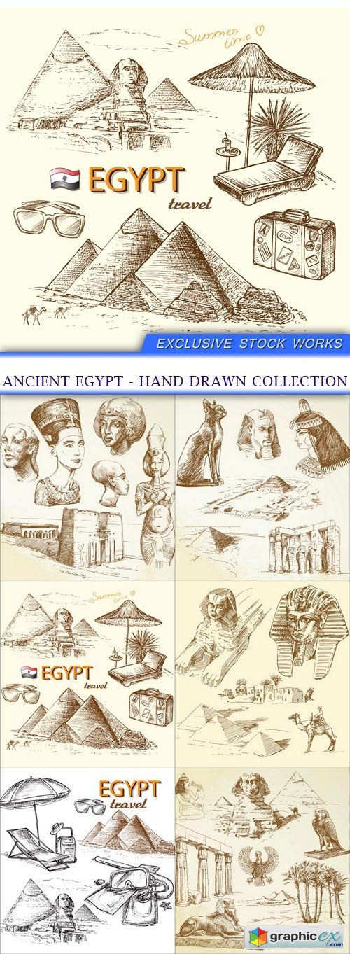 ancient egypt - hand drawn collection 6X EPS