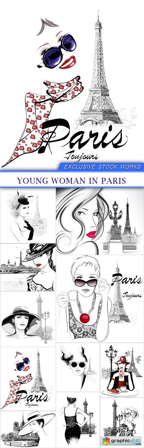Young woman in Paris 11X EPS