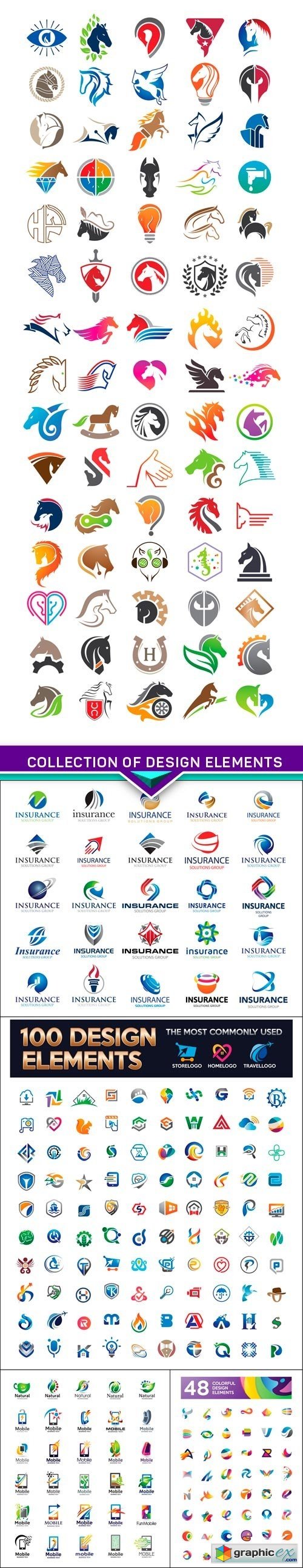 Collection of design elements 5X EPS