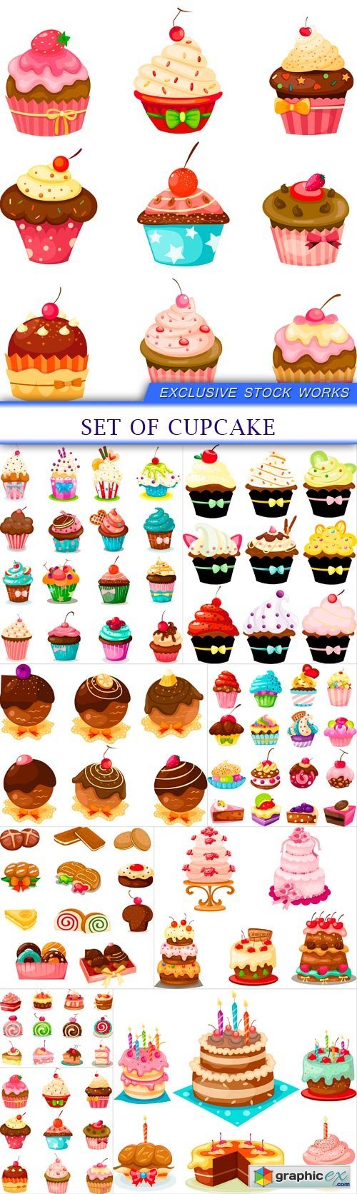 Set of cupcake 9X SVG