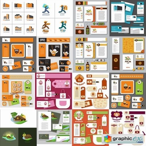Collection of corporate business card sticker template flyer banner 25 EPS