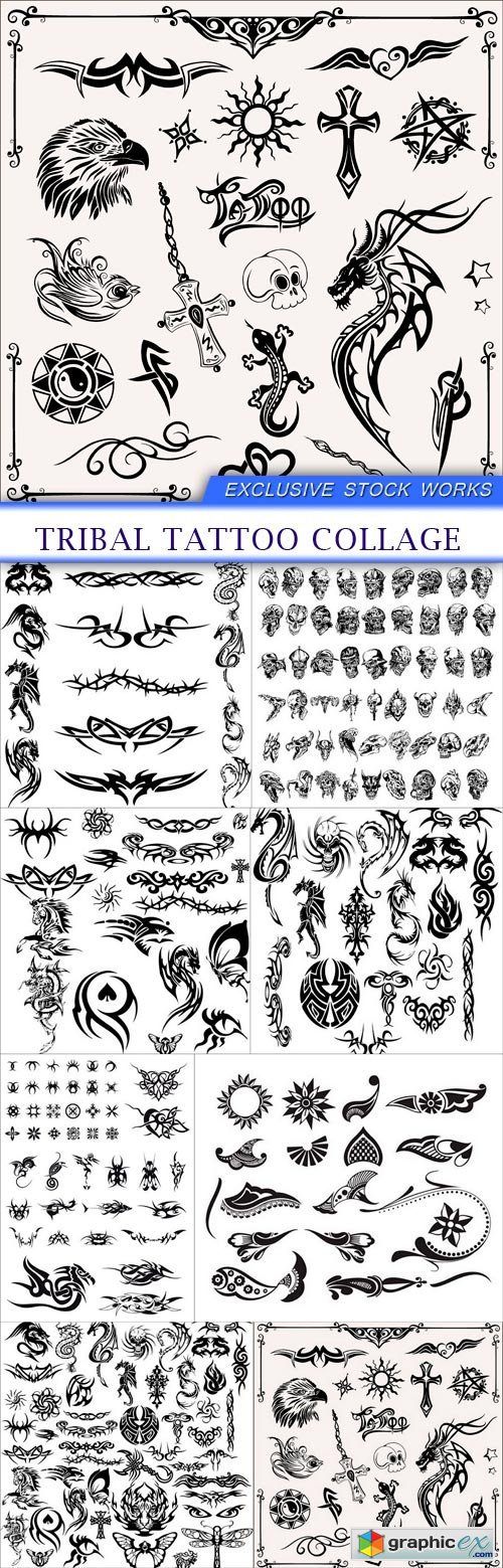 Tribal tattoo collage 8X EPS