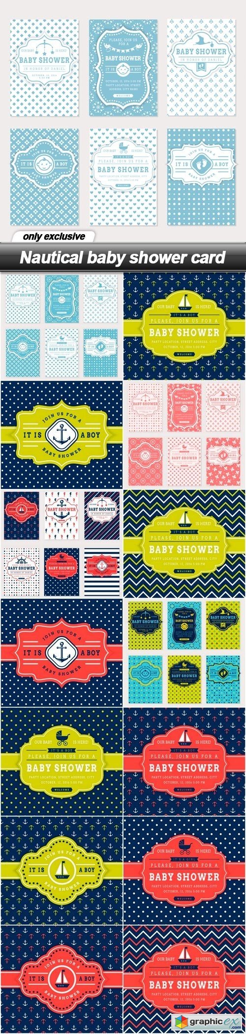 Nautical baby shower card - 14 EPS